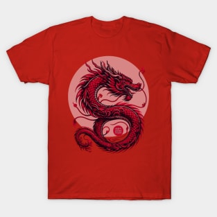 Red Dragon Design, Traditional Asian Mythical Creature Art, Chinese Zodiac Dragon Symbol, Gift for Fantasy Lovers T-Shirt